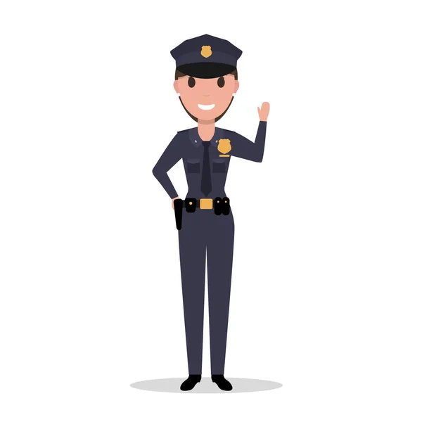 Vettore cartone animato donna agente di polizia in uniforme — Vettoriale Stock