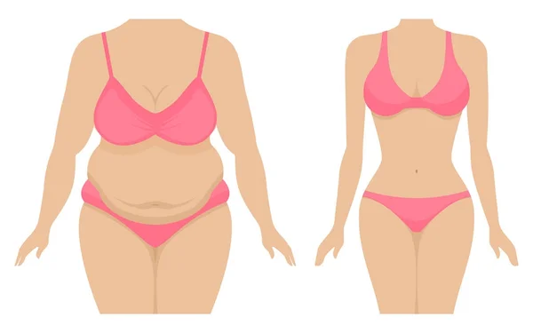 Vektorové ilustrace tlustý a hubený ženského těla — Stockový vektor