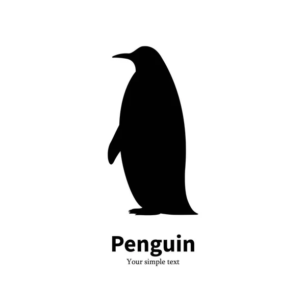 Ilustración vectorial silueta negra de un pingüino — Archivo Imágenes Vectoriales