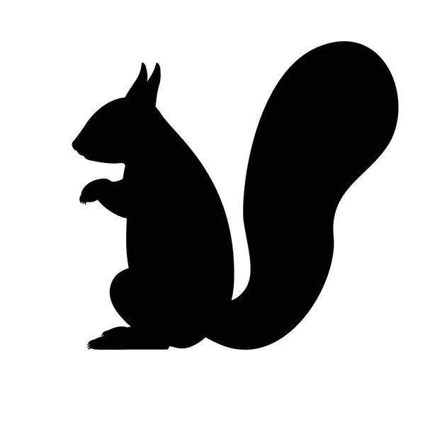 Sílhueta preta de vetor de um esquilo — Vetor de Stock