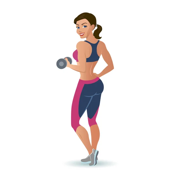 Fitness femme faire un exercice avec un haltère — Image vectorielle