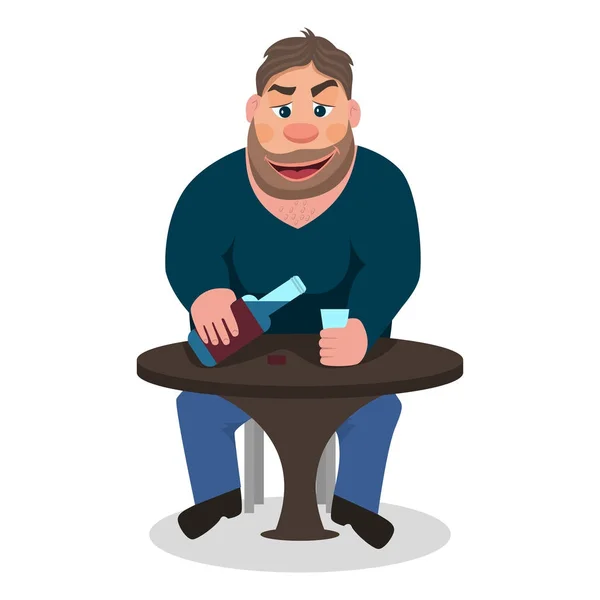 Illustration vectorielle dessin animé homme buvant de l'alcool — Image vectorielle