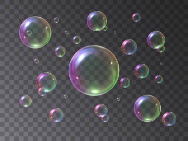 Sabun köpüklü, gökkuşağı renkleriyle gerçekçi.