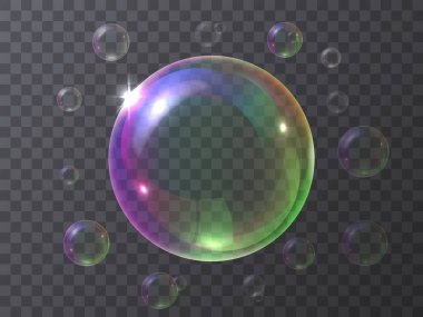 Realistic soap bubbles clipart