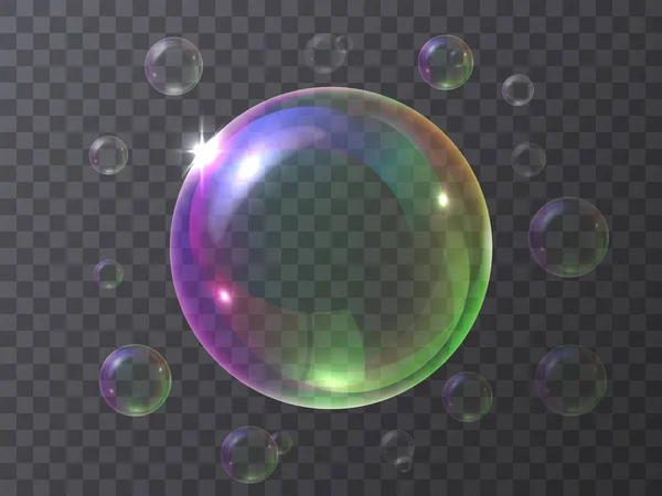 Realistic soap bubbles — Stock Vector