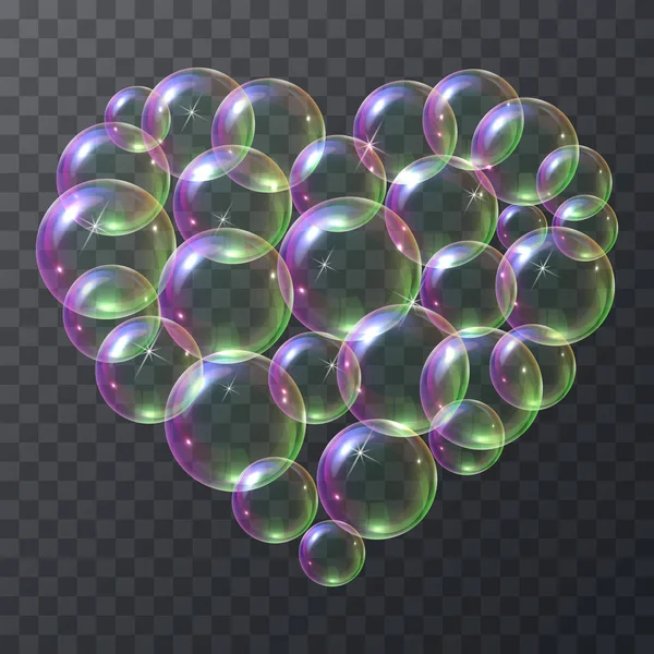 Мильні бульбашки у формі серця — стоковий вектор