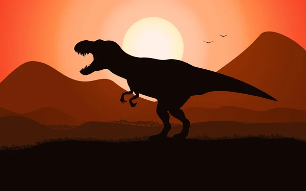Tyranozaur T-rex sylwetka dinozaura — Wektor stockowy