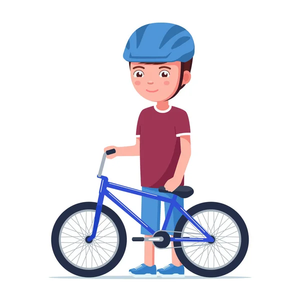 Muchacho de pie con una bicicleta bmx — Vector de stock