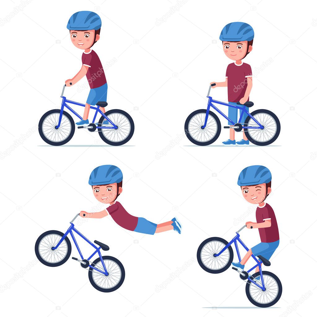 Vector boy riding a bmx bike