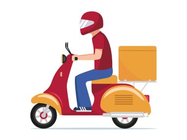Scooter süren yemek dağıtan adam.