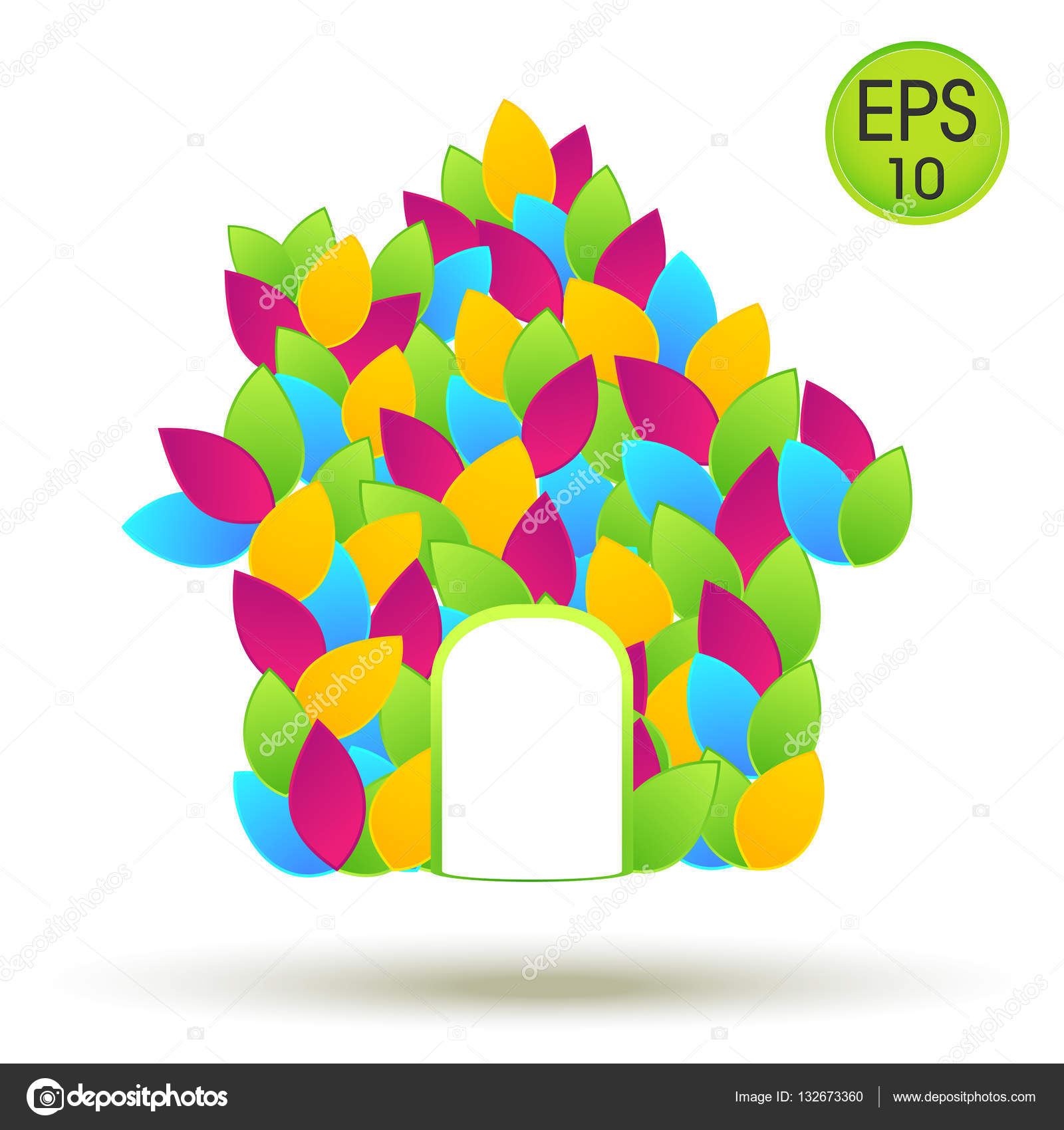 Eco House Logo Casa di vettore da foglie colorate per il vostro disegno — Vettoriali di dianavaipanail