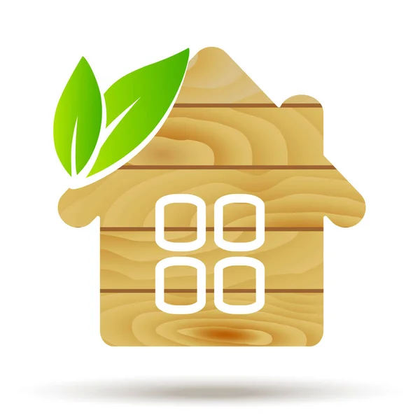 Ahşap ev Logo. Vektör Eco House. Ahşap