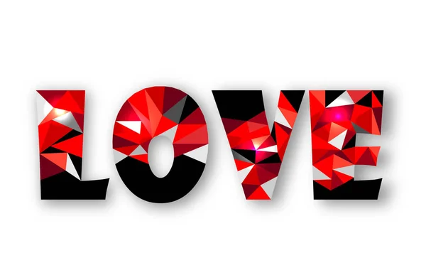 L'amour polygonal. Carte vectorielle Valentines. Fond d'amour avec ombre — Image vectorielle