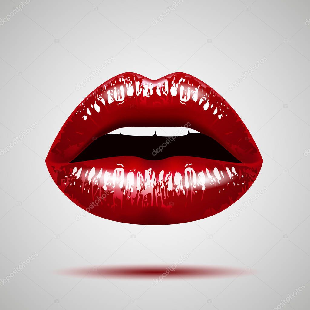 Chic Red lips. Vector illustration for your design