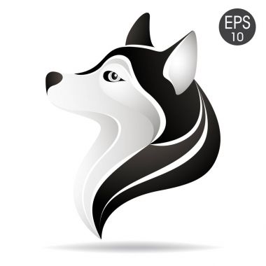 Husky baş profil logosunu görmeniz gerekir. Alaskan köpek hisse senedi vektör çizim