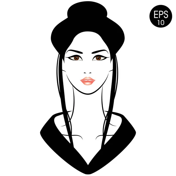 Kimono Japon kadın. Hisse senedi illüstrasyon vektör