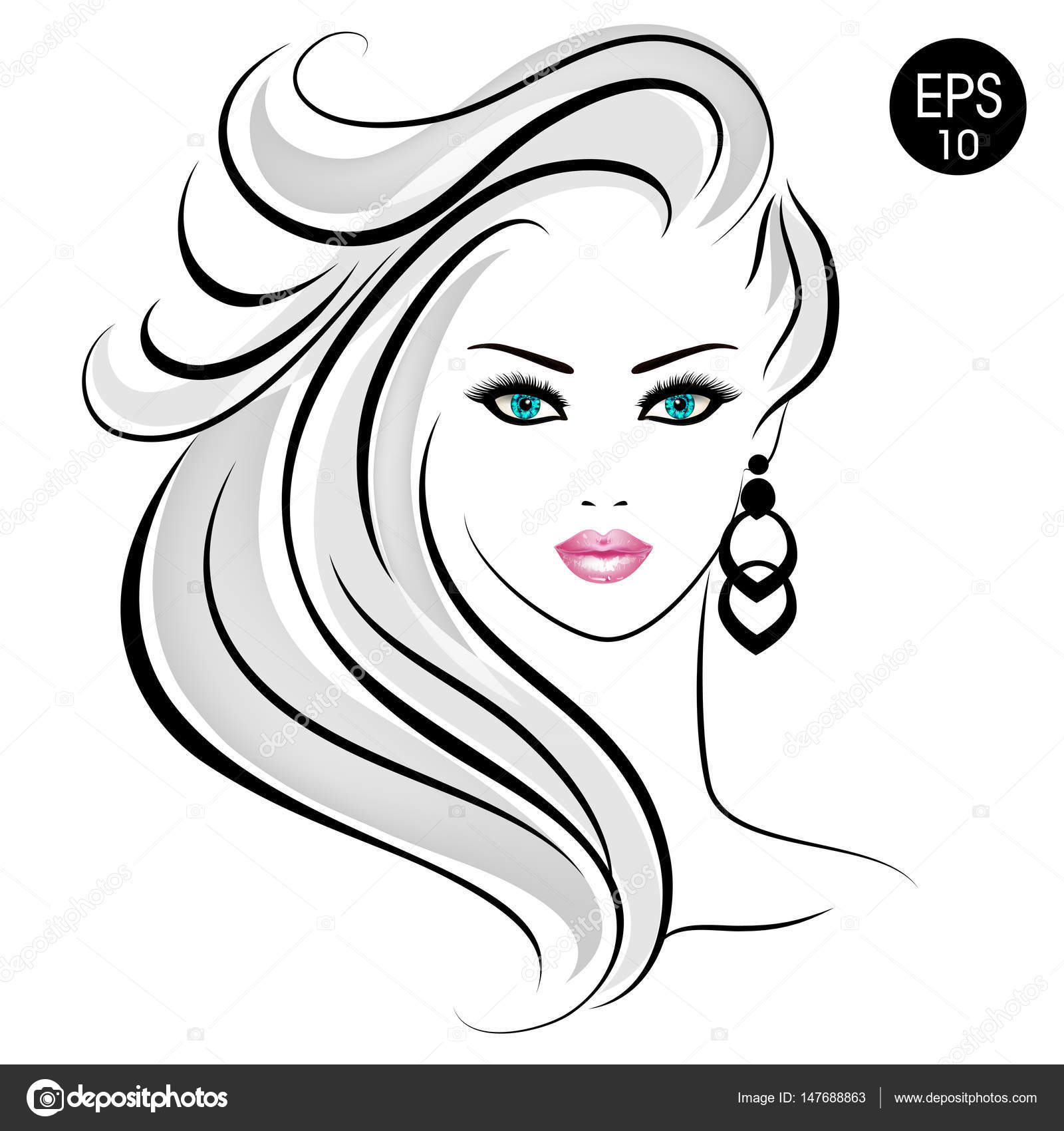 Stock Blonde Woman Beauty Girl Portrait With Blonde Hair And Blue