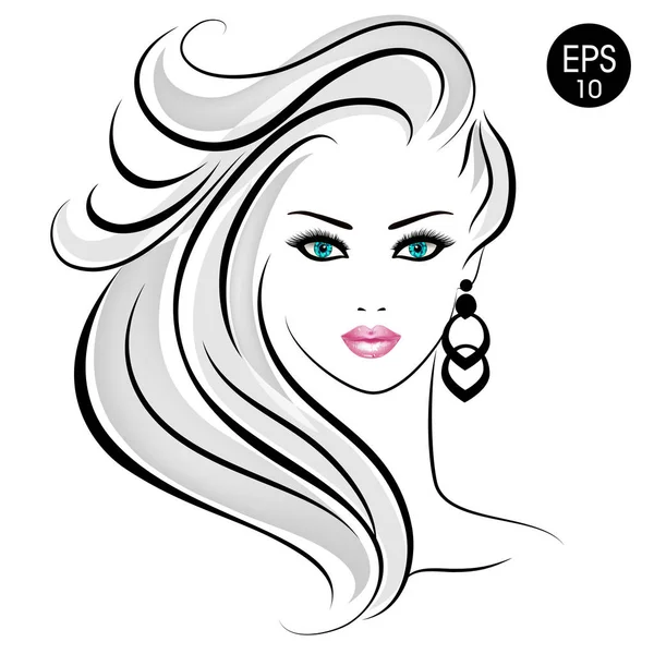 Женщина-блондинка. Портрет красавицы с светлыми волосами и голубыми глазами — стоковый вектор