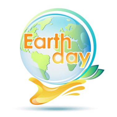 Dünya günü vektör çizim. Planet Earth insan eliyle