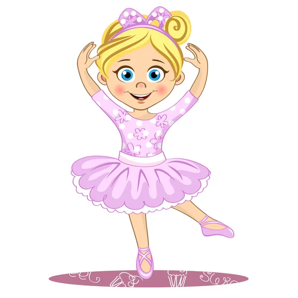 Szép kis balerina. Vector aranyos lány pointe. — Stock Vector