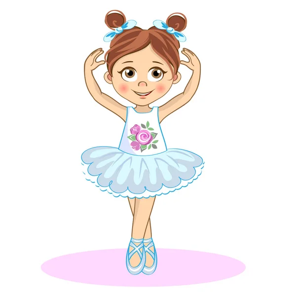 Szép kis balerina. Vector aranyos lány pointe. — Stock Vector