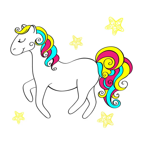 Roztomilá ručně kreslené koně. Vektorové ilustrace doodle. — Stockový vektor