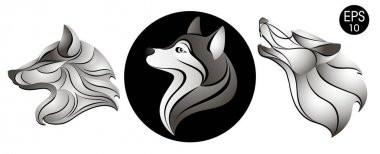 Köpekleri saldı. Köpek baş logo. Yeni yıl sembolü. Hisse senedi vektör çizim