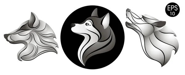 I cani sono pronti. Logo testa cane. Simbolo di Capodanno. Illustrazione vettoriale stock — Vettoriale Stock