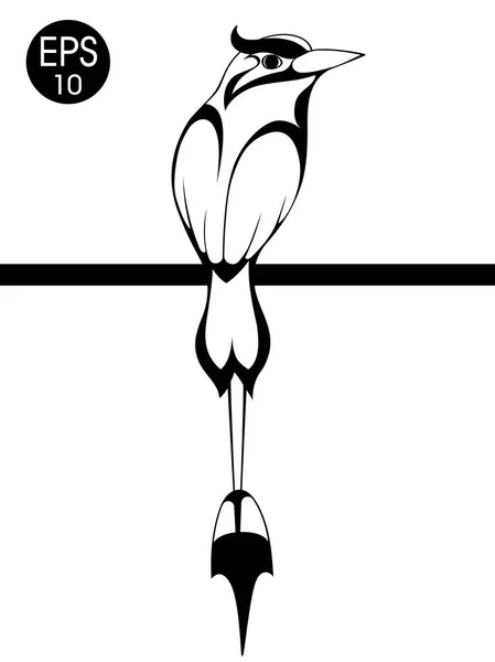 Silhouette di Vector Bird. Illustrazione di uccello esotico isolato su sfondo bianco — Vettoriale Stock