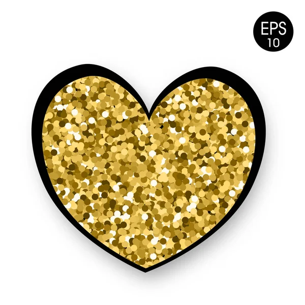 Coração dourado sobre fundo branco. Dia dos Namorados. 14 Fabruary. Fundo vetorial wiht coração —  Vetores de Stock
