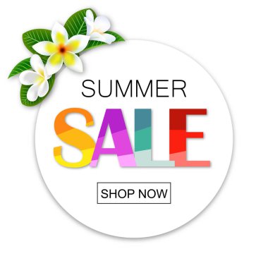 Yaz Satılık. Vektör yuvarlak çiçek ile banner