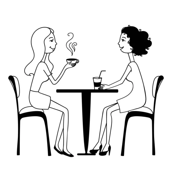 Perempuan di kafe vektor ilustrasi terisolasi pada latar belakang putih Stok Vektor Bebas Royalti