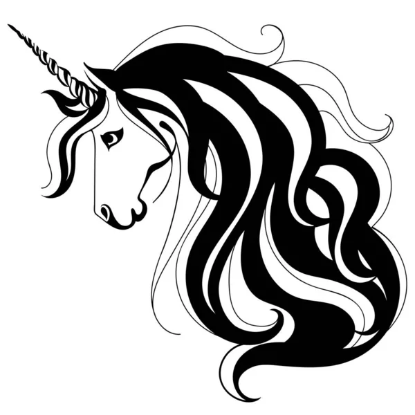 Jednorožčí vektorová ilustrace. Kouzelný kůň izolovaný na bílém pozadí — Stockový vektor