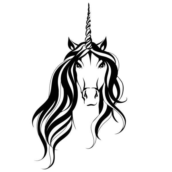 ユニコーンベクトルイラスト。白い背景に隔離された魔法の馬 — ストックベクタ