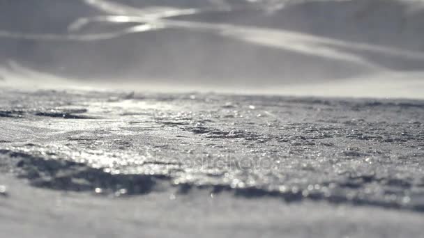 Blizzard och blåser snö i starka vindar i bergen. Närheten av Longyearbyen, Svalbard. — Stockvideo