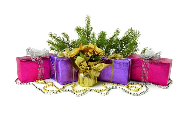 Gift boxes under the Christmas tree — Stock Photo, Image