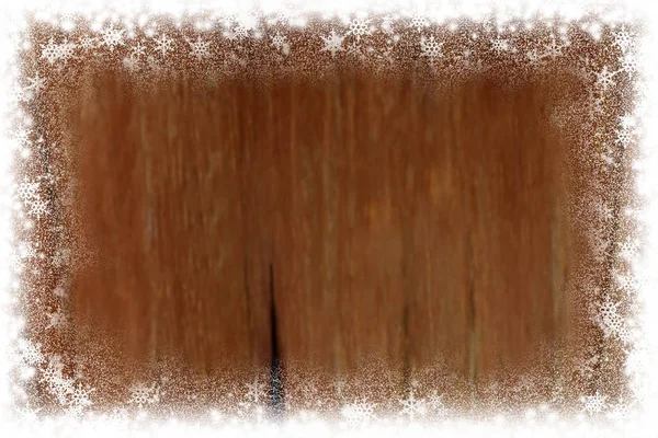 Kerstmis houten achtergrond met sneeuw. Bovenaanzicht. — Stockfoto