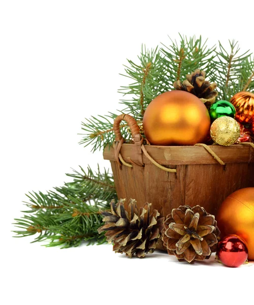 Christmas arrangement in a rustic style. Isolated. — Stock Photo, Image