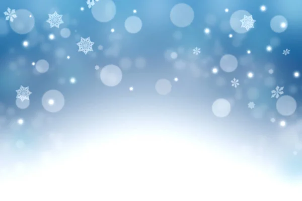 Blauer Winterhintergrund mit Schneeflocken und Bokeh. Weihnachten naht — Stockfoto