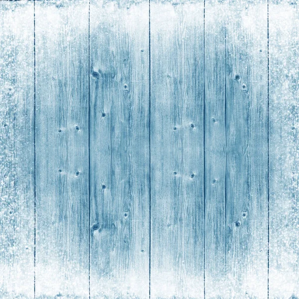 Mavi ahşap doku. Buz ve kar. Noel arka plan. — Stok fotoğraf