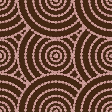 Kahverengi bir arka plan üzerinde sorunsuz doku bej dairesel desenler. 