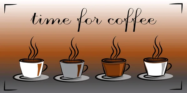 Tazze con caffè caldo. E 'ora del caffe'. Concetto . — Foto Stock