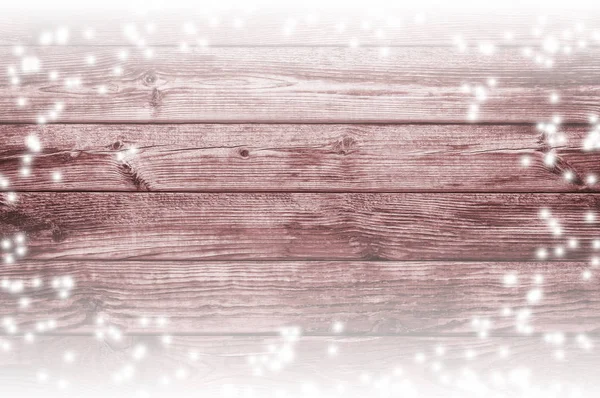 Oude houten achtergrond. Sneeuw op de planken. Kerstmis achtergrond. — Stockfoto