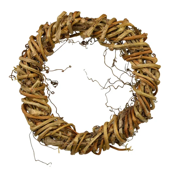 Wreath from the vine, isolated without a shadow. Natural decorat — Stock Photo, Image