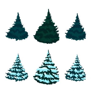 Yeşil Noel ağacı içinde belgili tanımlık kar. Noel. Yeni yıl. Çizim. 