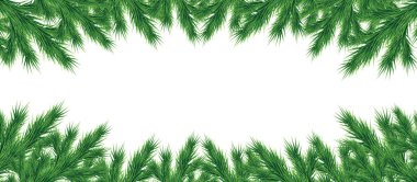 uzun garland izole Noel ağacı dalı. Vektör illust
