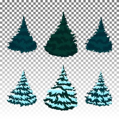 Set: Kış orman. Noel ağaçları içinde belgili tanımlık kar. EPS 10 vektör. 