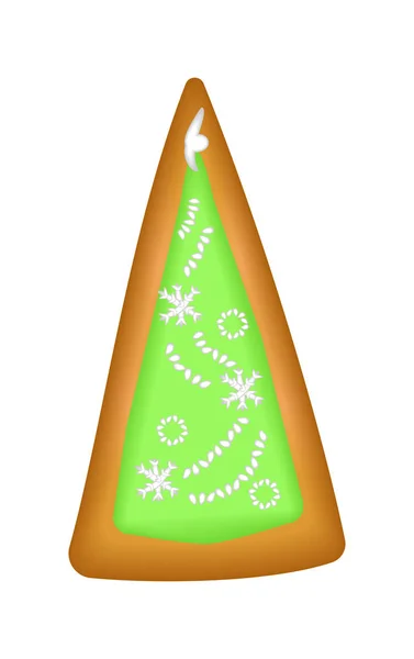 Piernik drzewa z zielony glazury. Na białym tle. Boże Narodzenie. Vector — Wektor stockowy