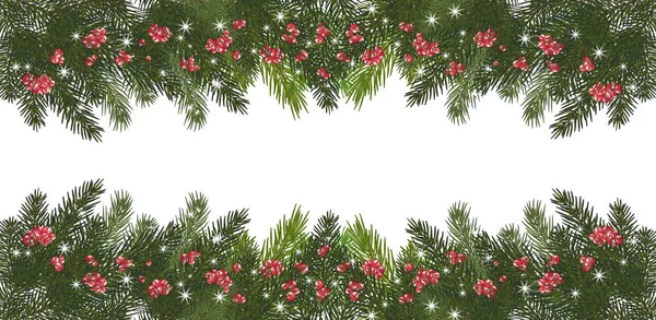 Wide garland of Christmas trees, isolated. Branches of Christmas — Stock Photo, Image