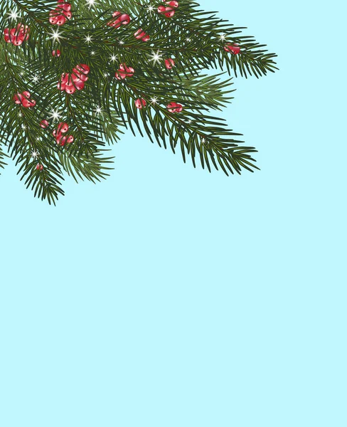 クリスマス ツリー、分離されました。クリスマス ツリーと赤の枝 — ストックベクタ